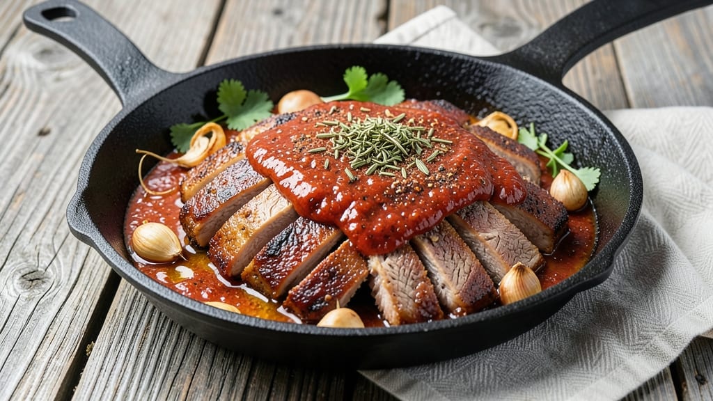 Bueno Red Chile Pork Recipe: Smoky-Spiced Braise With Celery Crown Crunch
