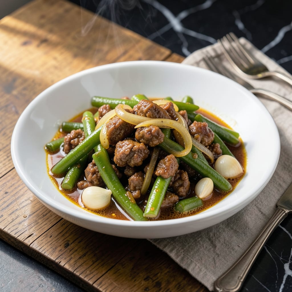 Adobong Sitaw With Ground Pork Recipe: Filipino-Style String Bean Stew