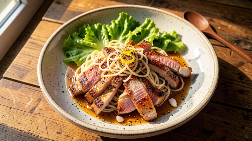 Bossam Pork Recipe: Crispy Pork Strips in Silky Egg Noodle Sauce