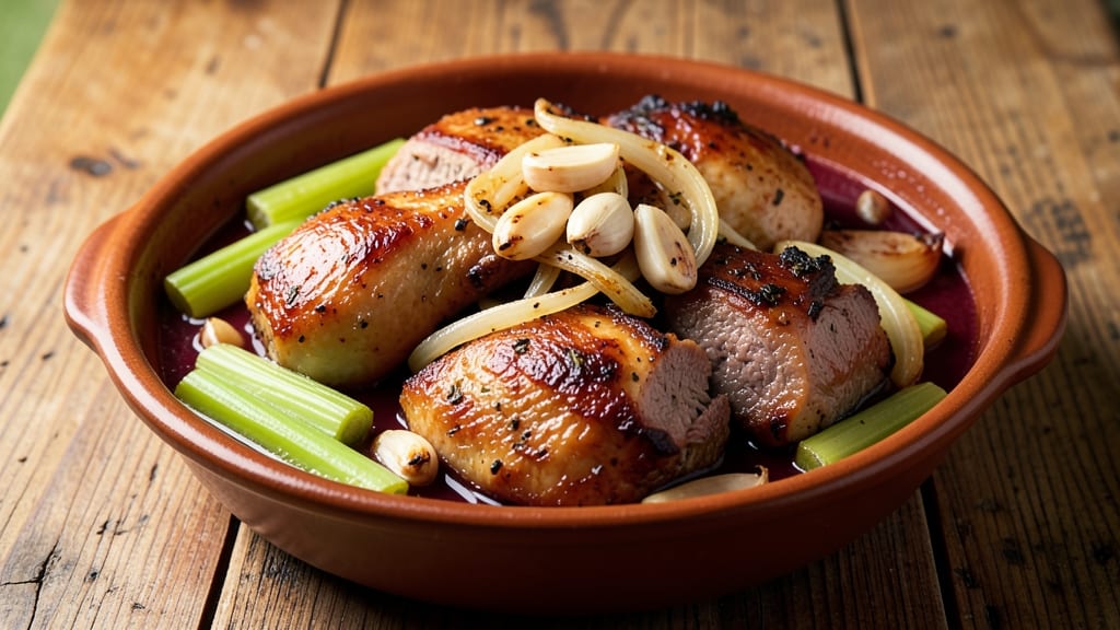 Chicken Pork Estofado Recipe: Slow-Simmered Comfort With Celery Crown Crunch